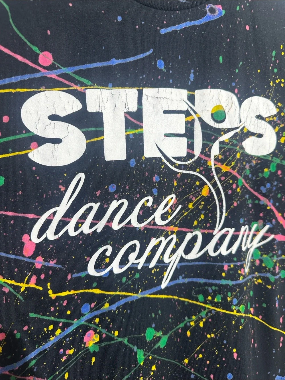Gildan Black Tee with Neon Paint Splatter - STEPS Dance Company